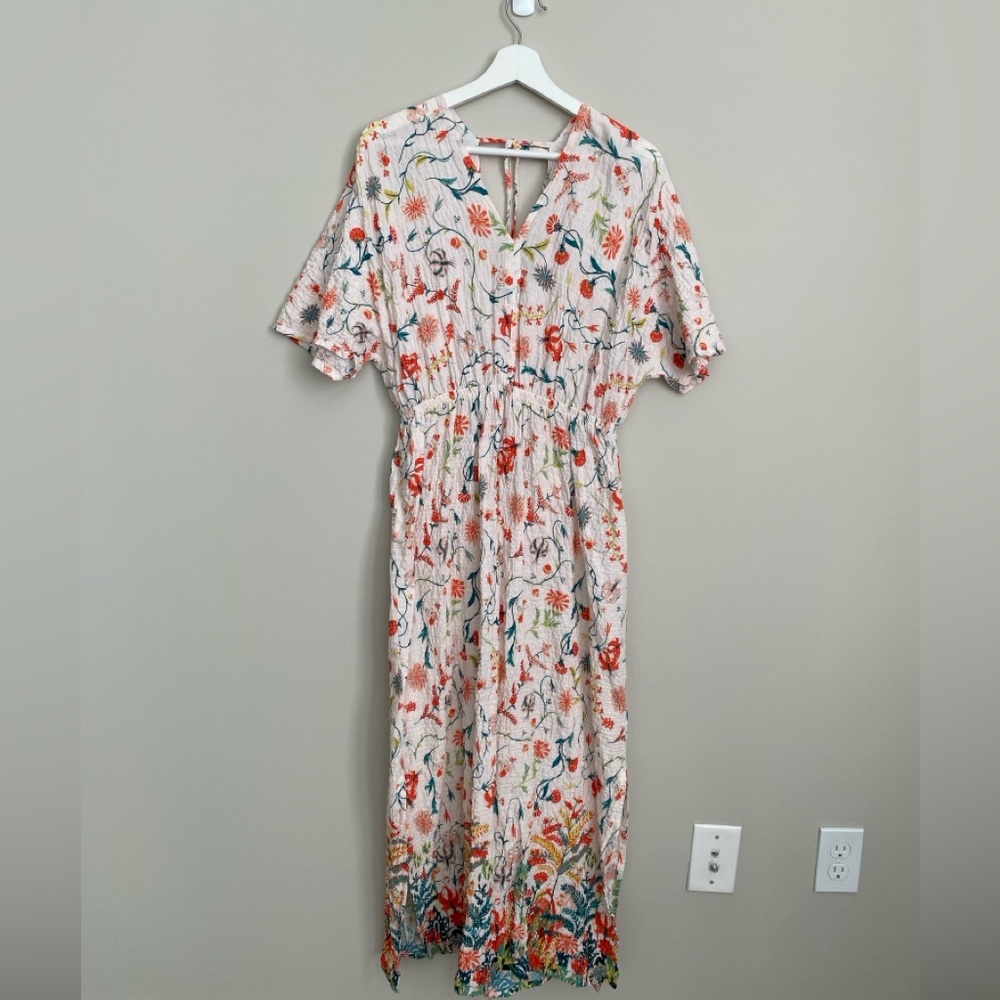 LA FEE MARABOUTEE women's floral pattern midi dress FF-RO-SAFOU-A 98% cotton 38